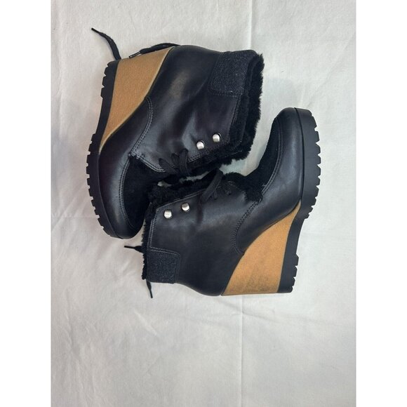 Cole Haan Shoes - Cole Haan Waterproof Henson Wedge Black Leather Shearling Genuine Sheep sz 10B